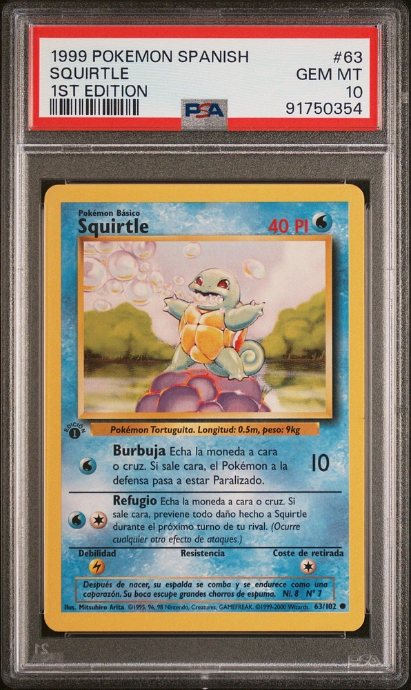 1999 Pokemon Spanish 63 Squirtle PSA 10