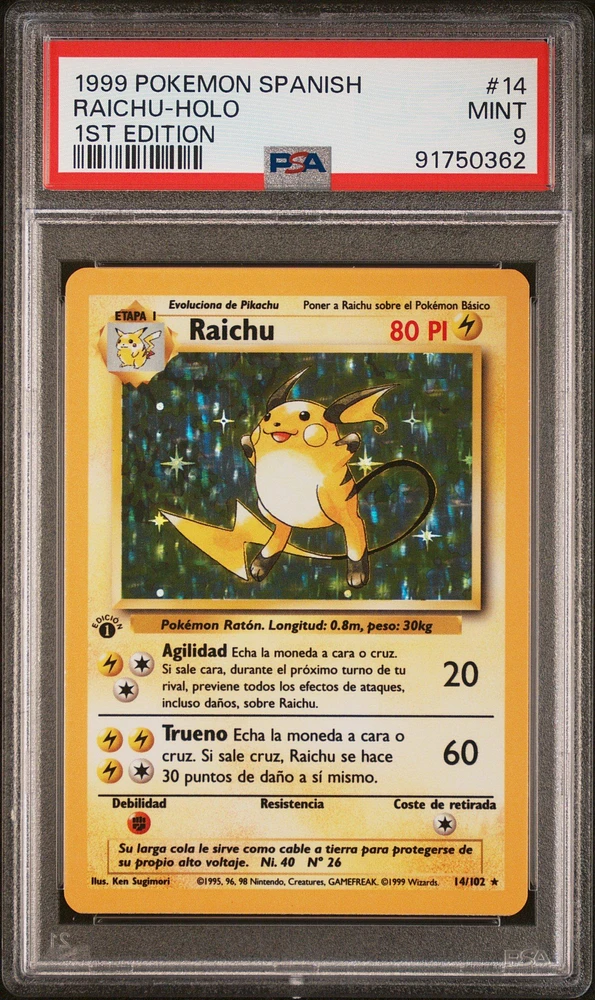 1999 Pokemon Spanish 14 Raichu PSA 9