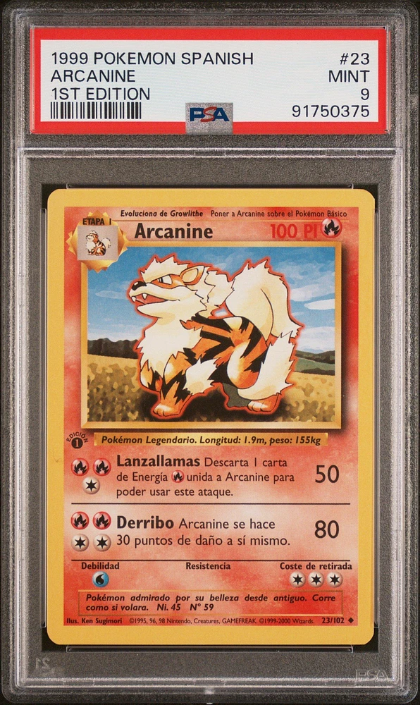 1999 Pokemon Spanish 23 Arcanine 1st Edition PSA 9