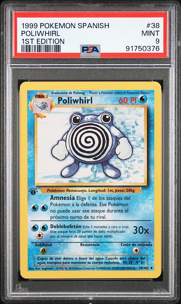 1999 Pokemon Spanish 38 Poliwhirl 1st Edition PSA 9