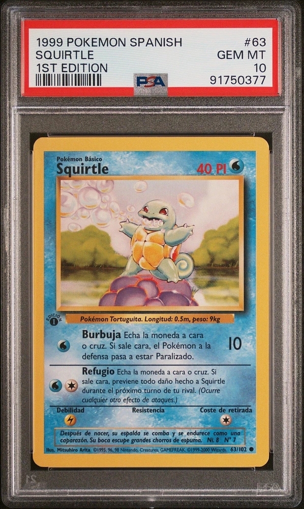 1999 Pokemon Spanish 63 Squirtle PSA 10