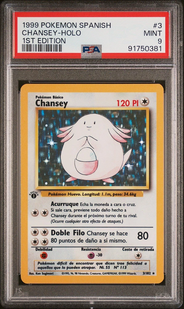 1999 Pokemon Spanish 3 Chansey PSA 9