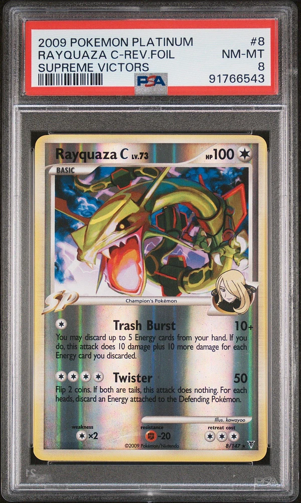 2009 Pokemon Platinum Supreme Victors 8 Rayquaza C-reverse Foil PSA 8