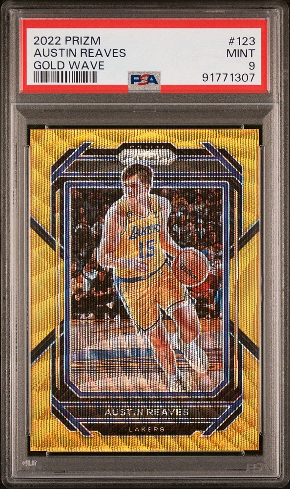 2022 Panini Prizm 123 Austin Reaves Gold Wave PSA 9