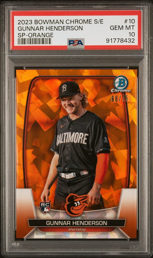 2023 Bowman Chrome Sapphire Edition 10 Gunnar Henderson Sp-orange PSA 10