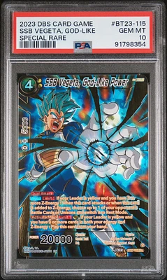 2023 Dragon Ball Super Card Game Series 23 Perfect Combination Bt23-115 Ssb Vegeta, God-like Power Special Rare PSA 10