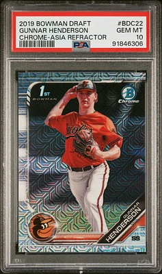 2019 Bowman Draft Bdc22 Gunnar Henderson Chrome-asia Refractor PSA 10