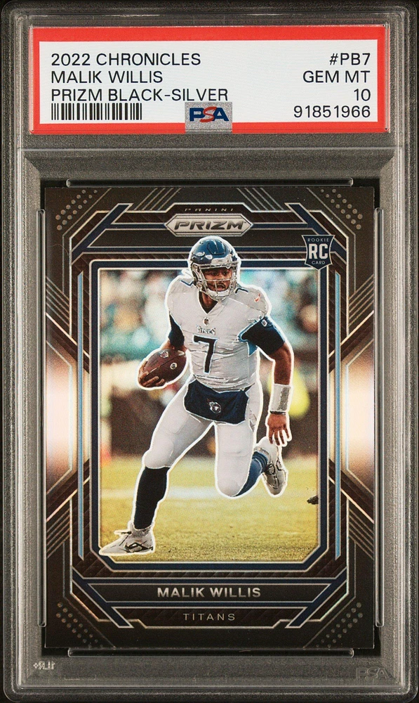 2022 Panini Chronicles Prizm Black Pb7 Malik Willis Silver PSA 10