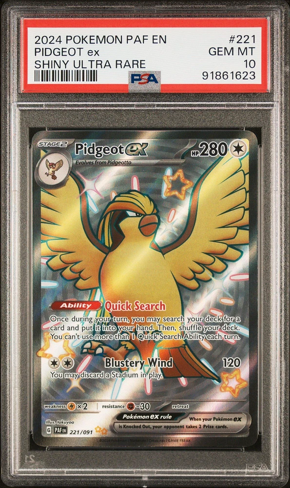 2024 Pokemon Paf En-paldean Fates 221 Pidgeot Ex PSA 10