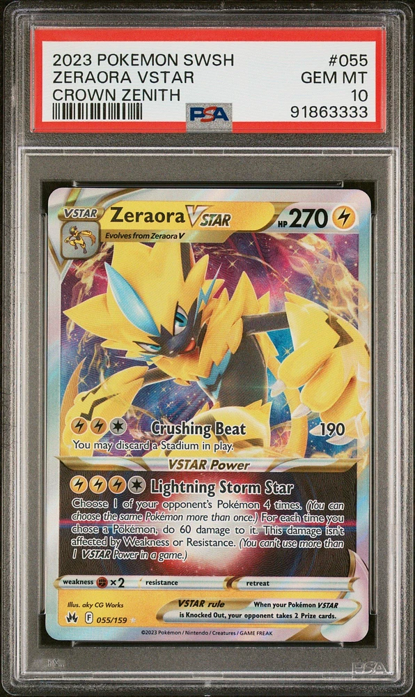 2023 Pokemon Sword And Shield Crown Zenith 055 Zeraora Vstar PSA 10
