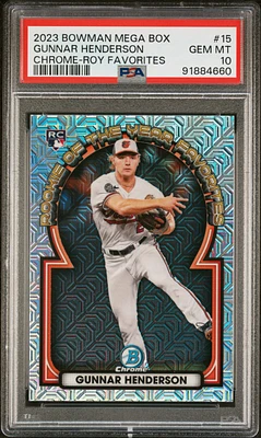 2023 Bowman Mega Box Chrome Roy Favorites 15 Gunnar Henderson PSA 10