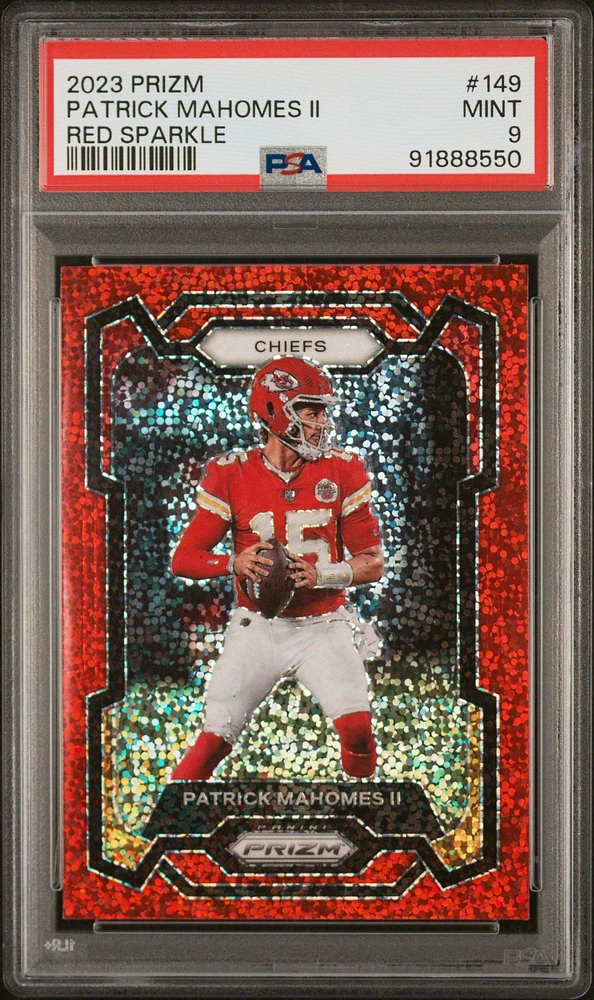 2023 Panini Prizm 149 Patrick Mahomes Ii Red Sparkle PSA 9