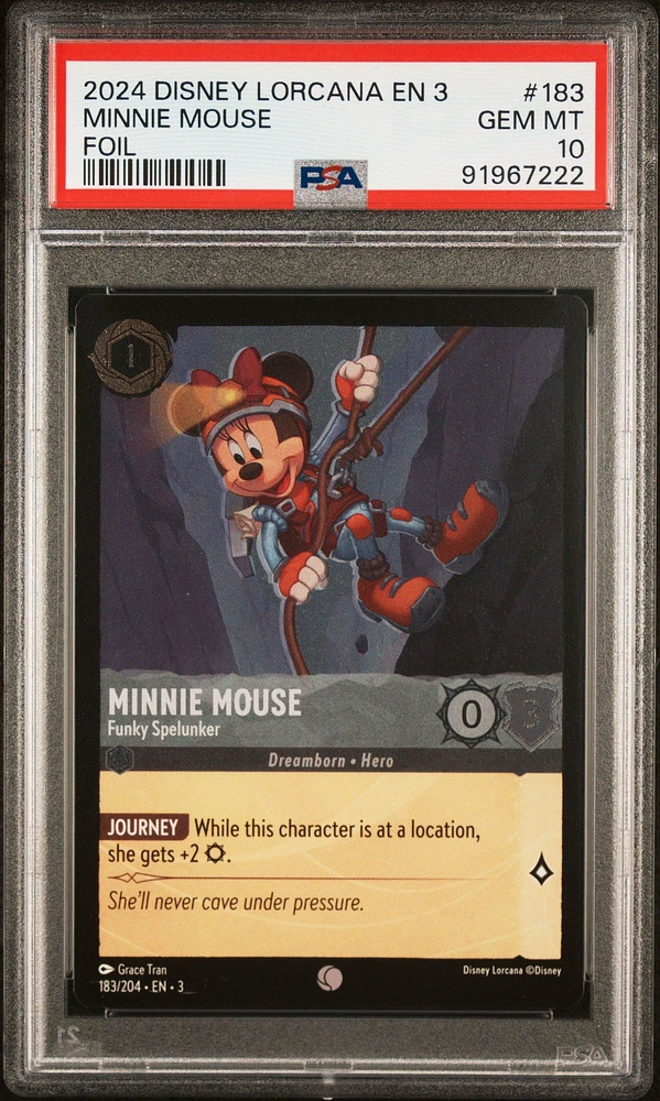 2024 Disney Lorcana En 3-into The Inklands 183 Minnie Mouse - Funky Spelunker Foil PSA 10