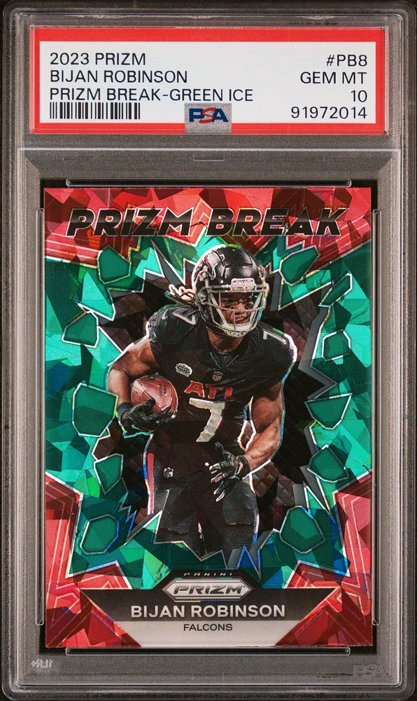 2023 Panini Prizm Prizm Break Pb8 Bijan Robinson Green Ice PSA 10