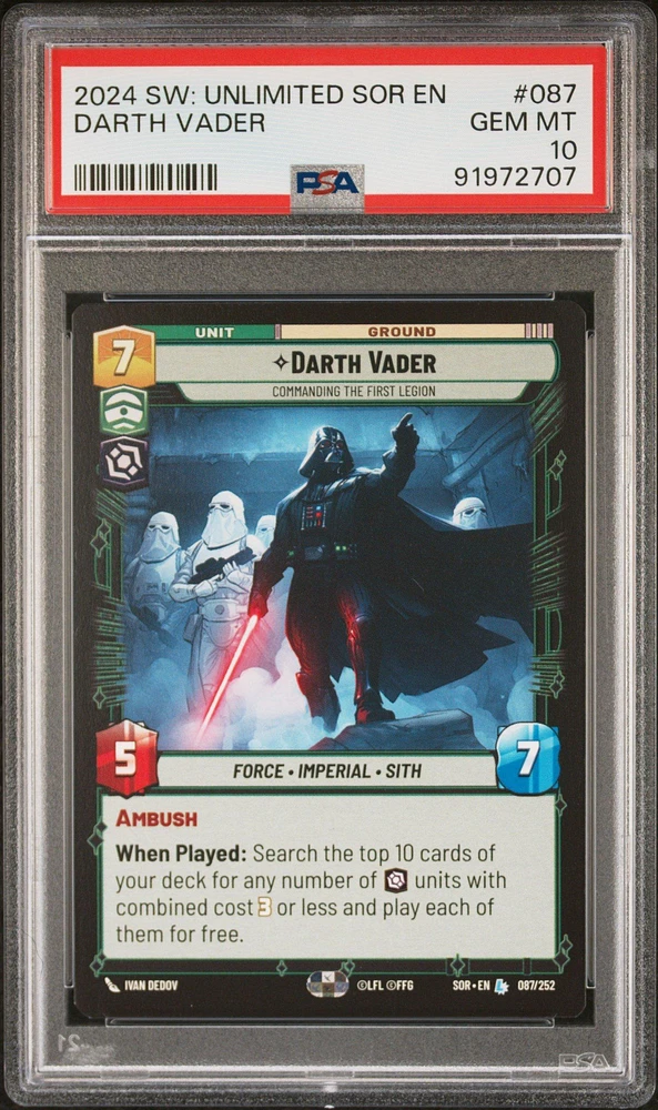 2024 Star Wars: Unlimited Spark Of Rebellion 087 Darth Vader, Commanding The First Legion PSA 10