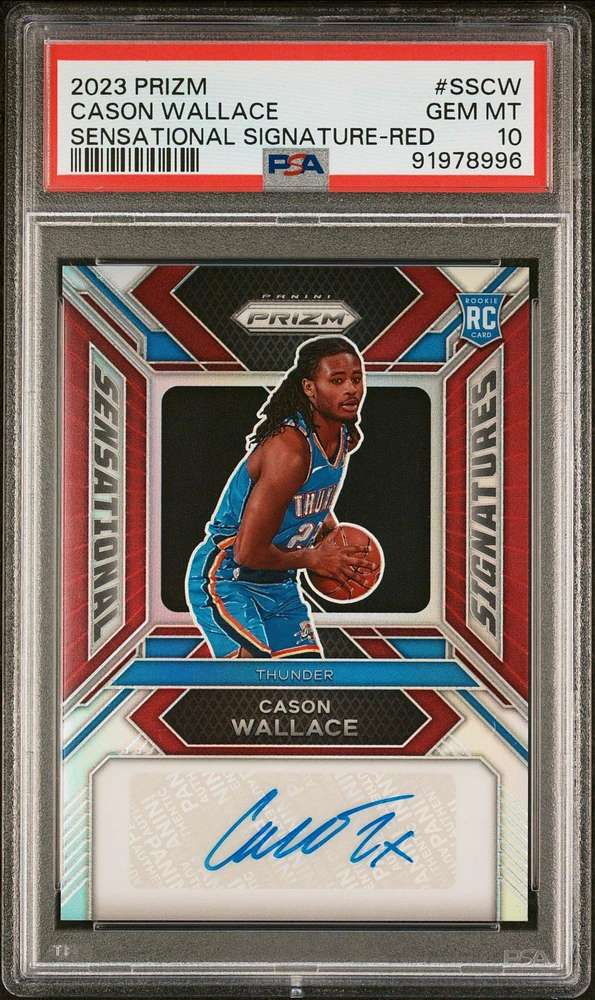 2023 Panini Prizm Sensational Signatures Sscw Cason Wallace Red PSA 10