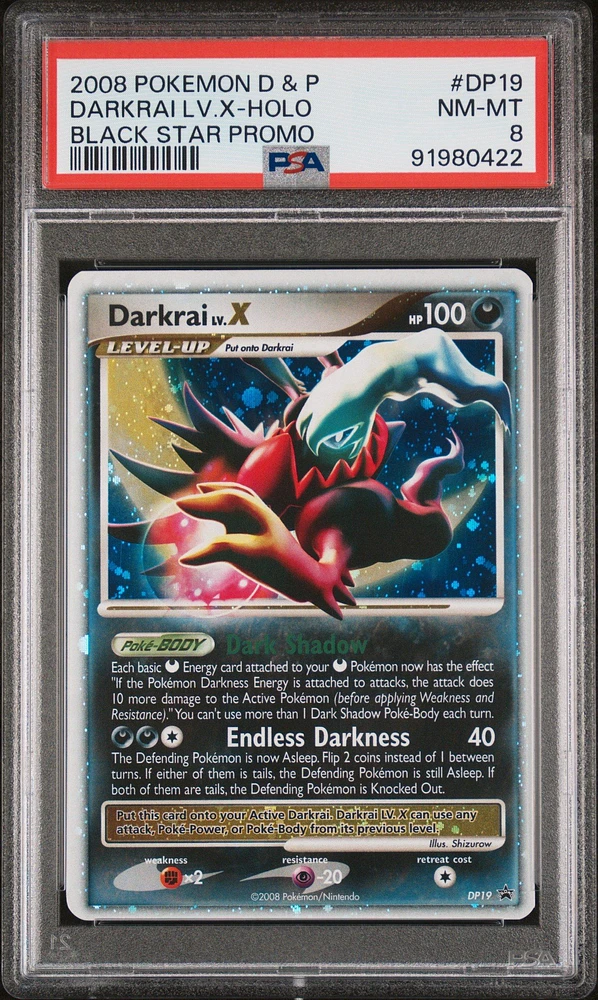 2008 Pokemon Diamond & Pearl Black Star Promo Dp19 Darkrai Lv.x-holo PSA 8