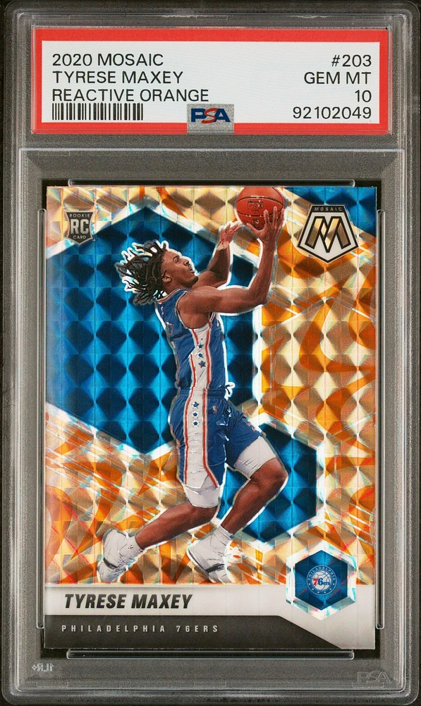 2020 Panini Mosaic 203 Tyrese Maxey Reactive Orange PSA 10