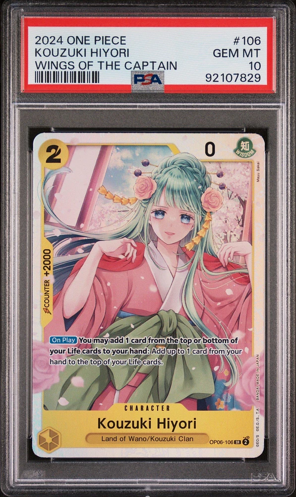 2024 One Piece Wings Of The Captain 106 Kozuki Hiyori PSA 10