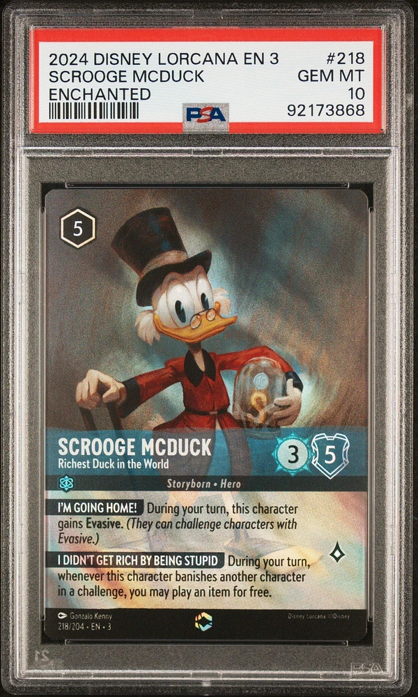 2024 Disney Lorcana En 3-into The Inklands 218 Scrooge Mcduck PSA 10