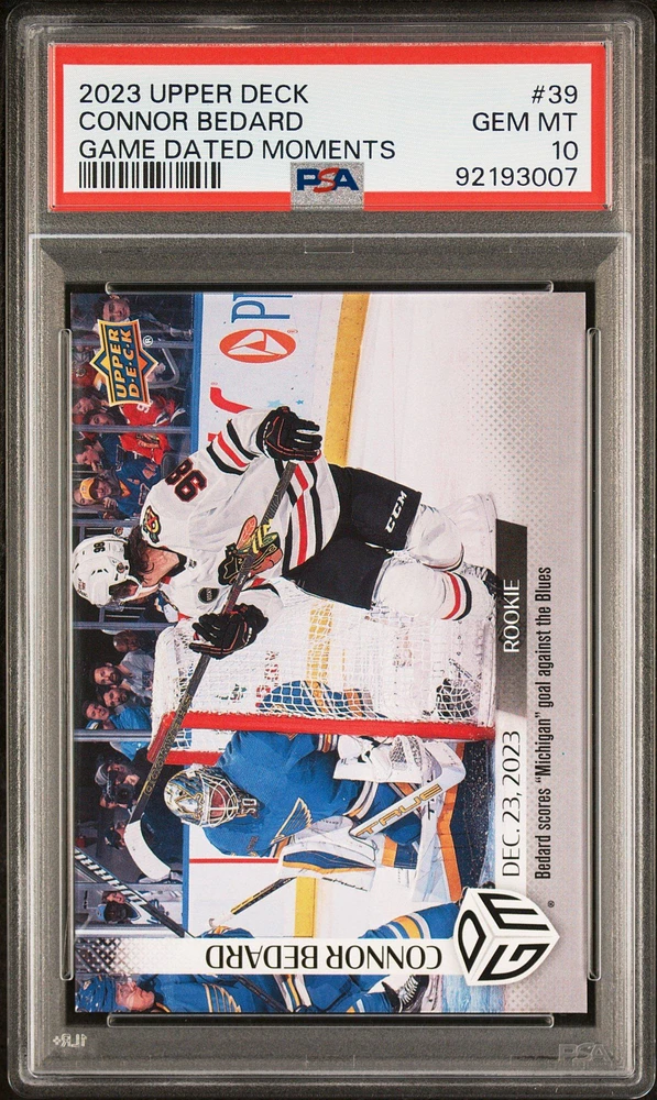 2023 Upper Deck Game Dated Moments 39 Connor Bedard PSA 10