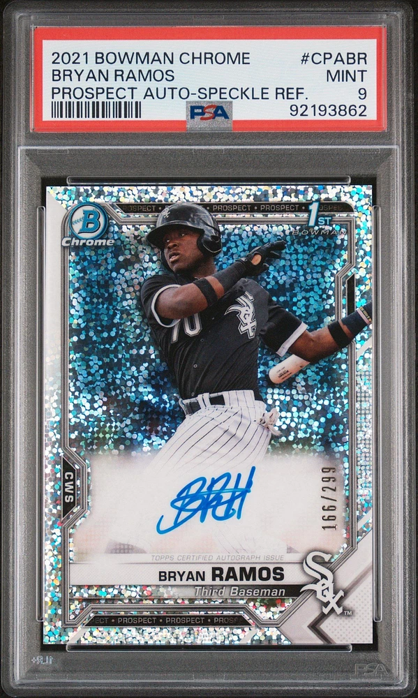 2021 Bowman Chrome Prospect Autographs Cpabr Bryan Ramos Speckle Refractor PSA 9