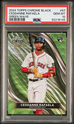 2024 Topps Chrome Black 57 Ceddanne Rafaela Green Wave Refractor PSA 10