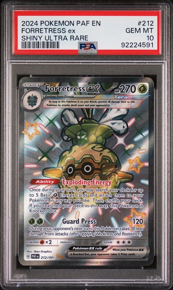 2024 Pokemon Paf En-paldean Fates 212 Forretress Ex Shiny Ultra Rare PSA 10