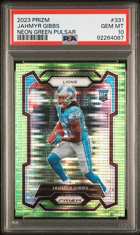 2023 Panini Prizm 331 Jahmyr Gibbs Neon Green Pulsar PSA 10