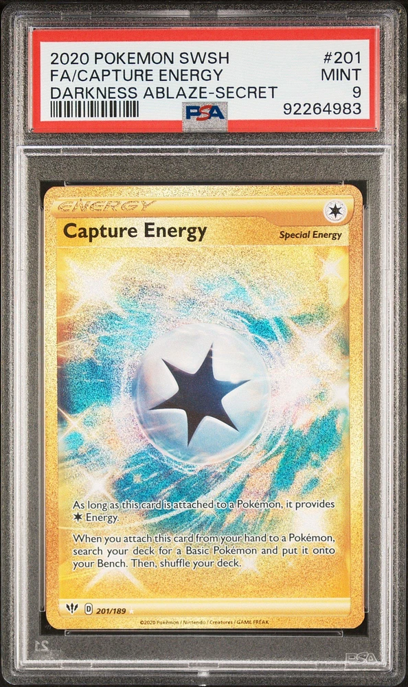 2020 Pokemon Sword & Shield Darkness Ablaze 201 Full Art/capture Energy Secret PSA 9