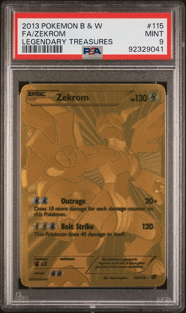 2013 Pokemon Black & White Legendary Treasures 115 Full Art/zekrom PSA 9