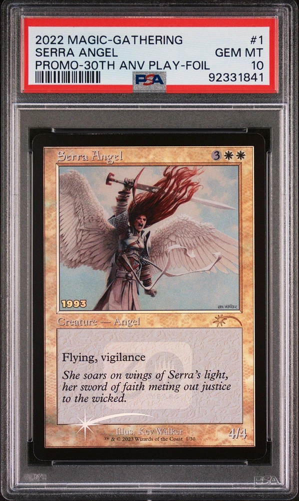 2022 Magic The Gathering Promo 1 Serra Angel 30th Anniversary Play-foil PSA 10