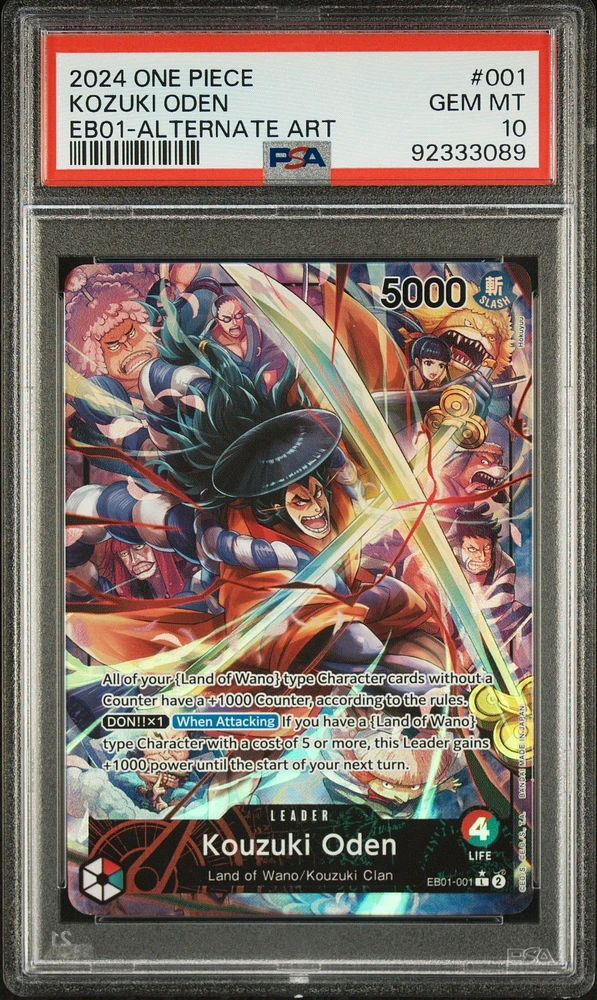 2024 One Piece Extra Booster -memorial Collection- 001 Kozuki Oden Alternate Art PSA 10