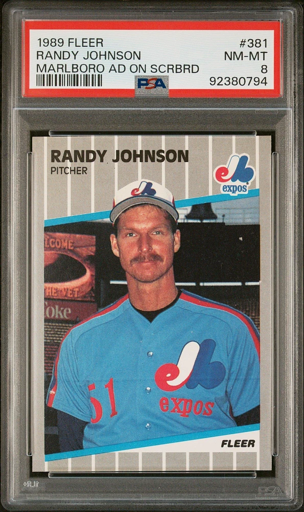 1989 Fleer 381 Randy Johnson PSA 8