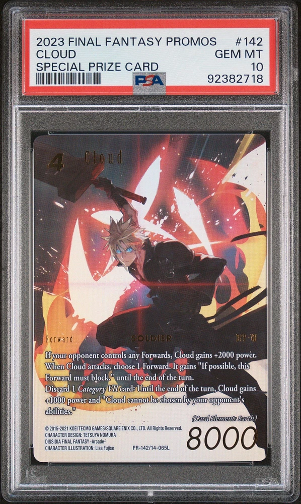 2023 Final Fantasy Promos 142 Cloud Special Prize Card PSA 10
