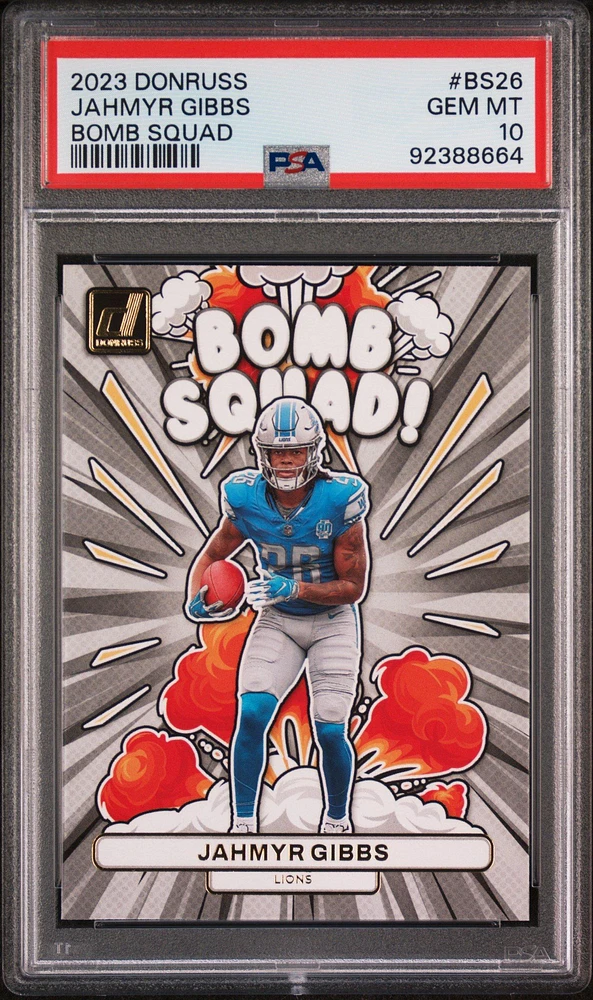 2023 Panini Donruss Bomb Squad Bs26 Jahmyr Gibbs PSA 10