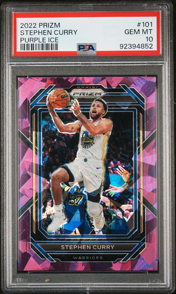 2022 Panini Prizm 101 Stephen Curry Purple Ice PSA 10