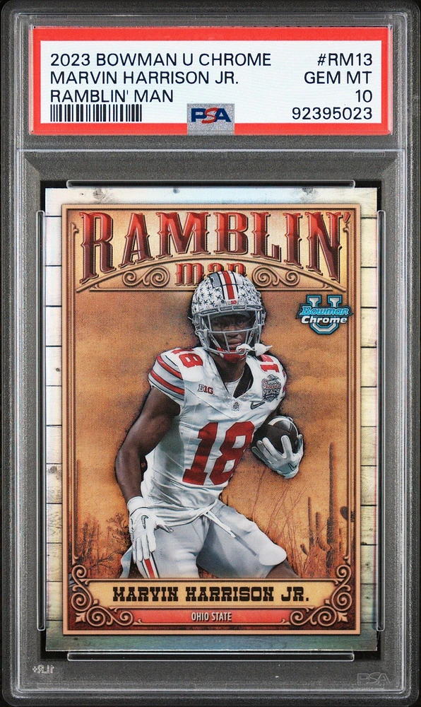 2023 Bowman University Chrome Ramblin' Man Rm13 Marvin Harrison Jr. PSA 10