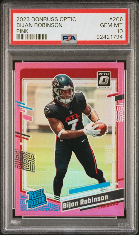2023 Panini Donruss Optic 206 Bijan Robinson Pink PSA 10
