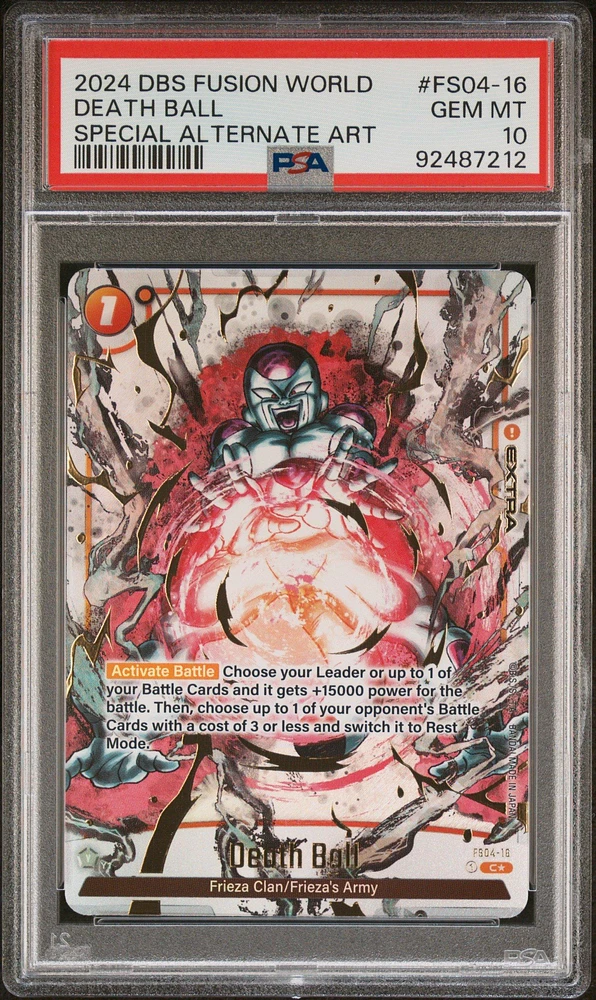 2024 Dragon Ball Super Card Game Fusion World Blazing Aura Fs04-16 Death Ball Fb02 Special Alternate Art PSA 10