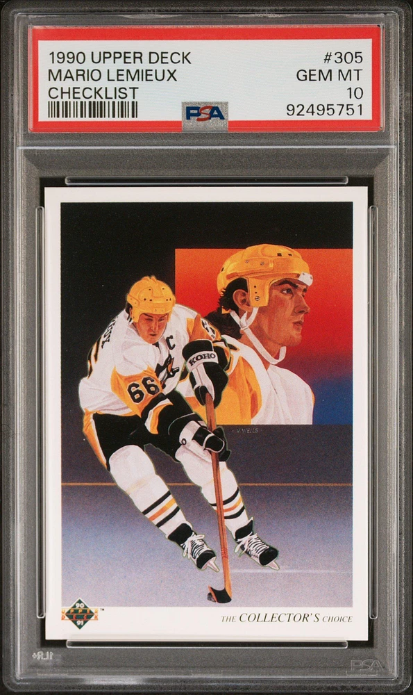 1990 Upper Deck 305 Mario Lemieux Checklist PSA 10