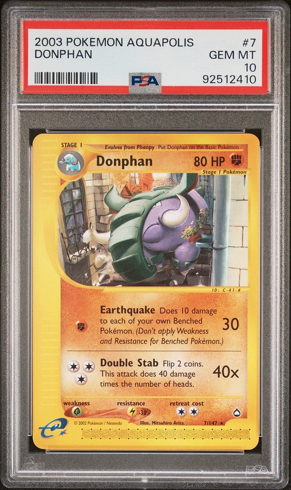 2003 Pokemon Aquapolis 7 Donphan PSA 10