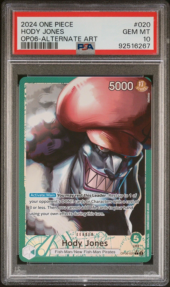 2024 One Piece Wings Of The Captain 020 Hody Jones Alternate Art PSA 10