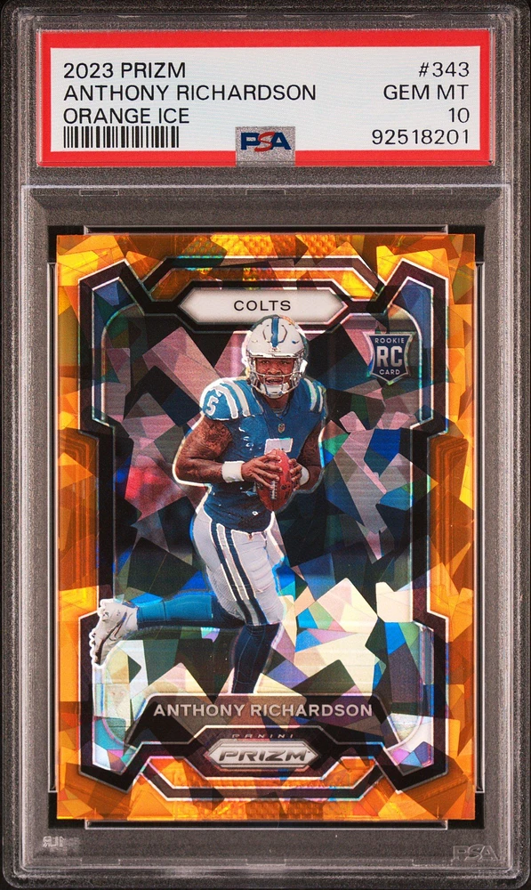 2023 Panini Prizm 343 Anthony Richardson Orange Ice PSA