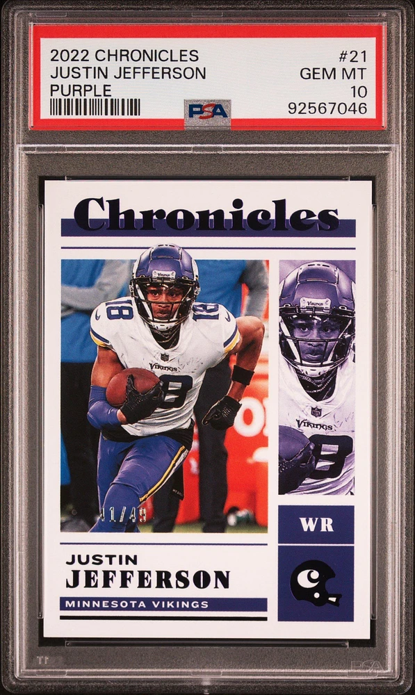 2022 Panini Chronicles 21 Justin Jefferson Purple PSA 10