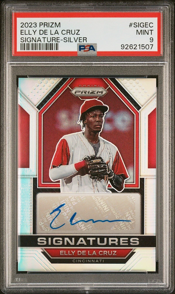 2023 Panini Prizm Signatures Sigec Elly De La Cruz Silver Prizm PSA 9