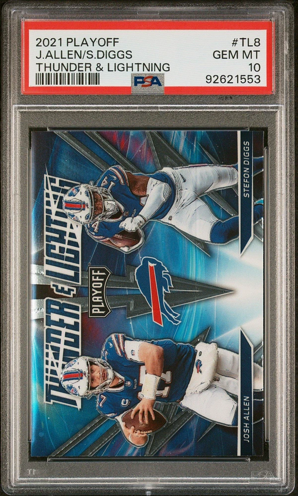 2021 Panini Playoff Thunder & Lightning Tl8 Stefon Diggs/josh Allen PSA 10