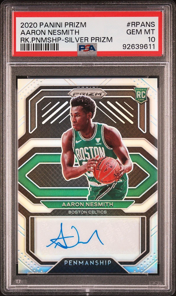 2020 Panini Prizm Rookie Penmanship Rpans Aaron Nesmith Silver Prizm PSA 10