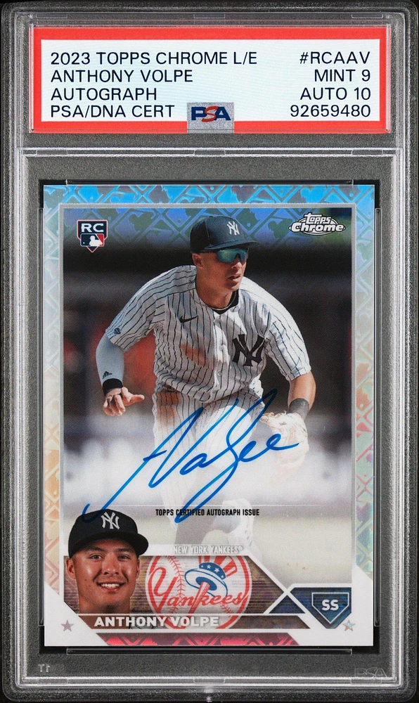 2023 Topps Chrome Logofractor Edition Refractor Chrome Autograph Rcaav Anthony Volpe PSA 9