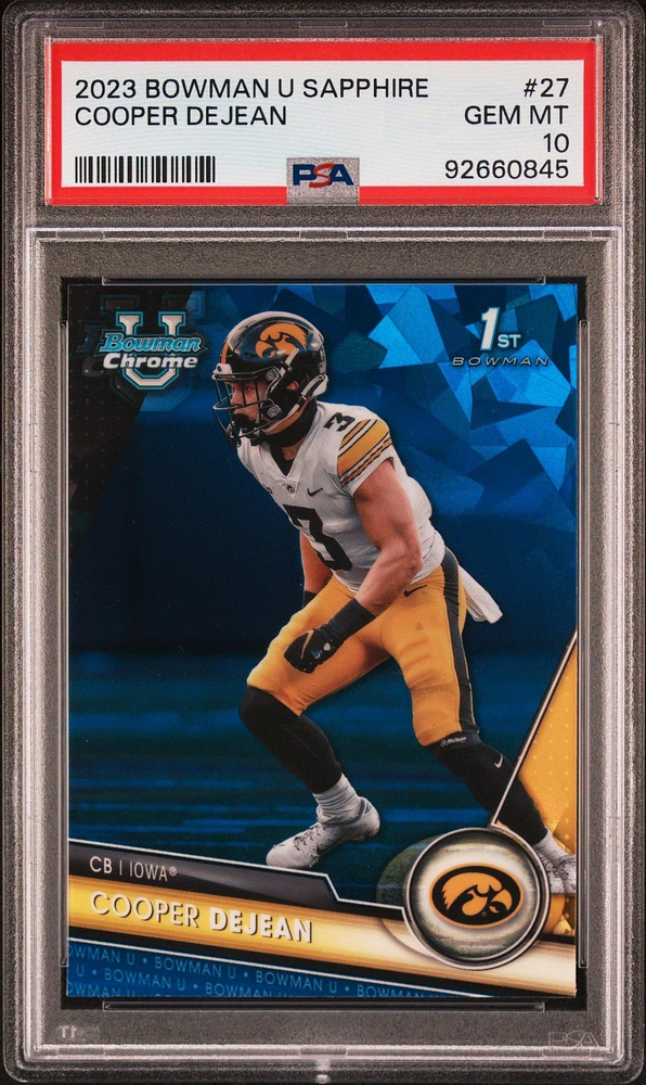 2023 Bowman University Chrome Sapphire 27 Cooper Dejean PSA 10